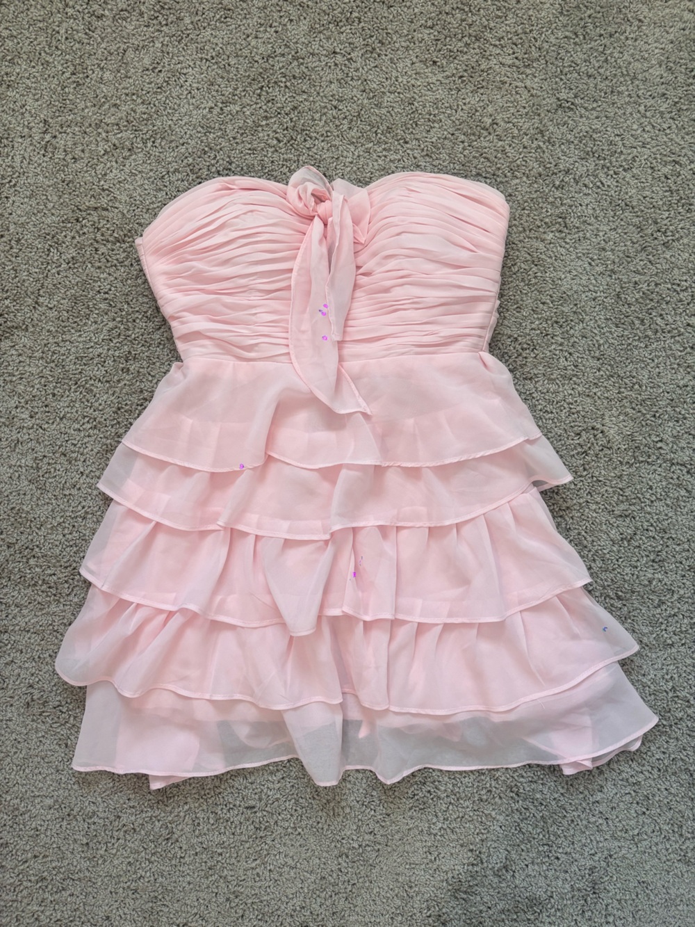 Pink Tiered Ruffle Strapless Dress